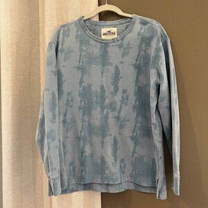 Men's Hollister Blue Long Sleeve Tie-dye T-shirt/Crew sweatshirt, Size Medium